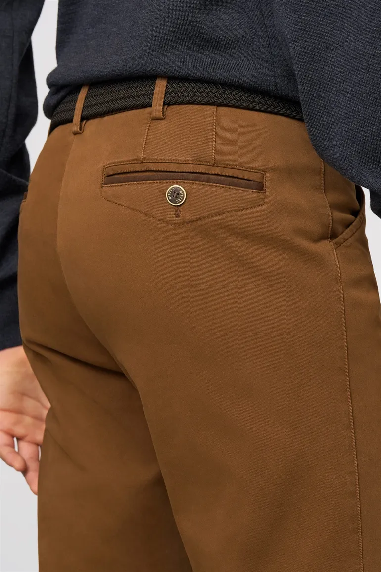 Meyer katoenen broek Chicago effen bruin normale fit