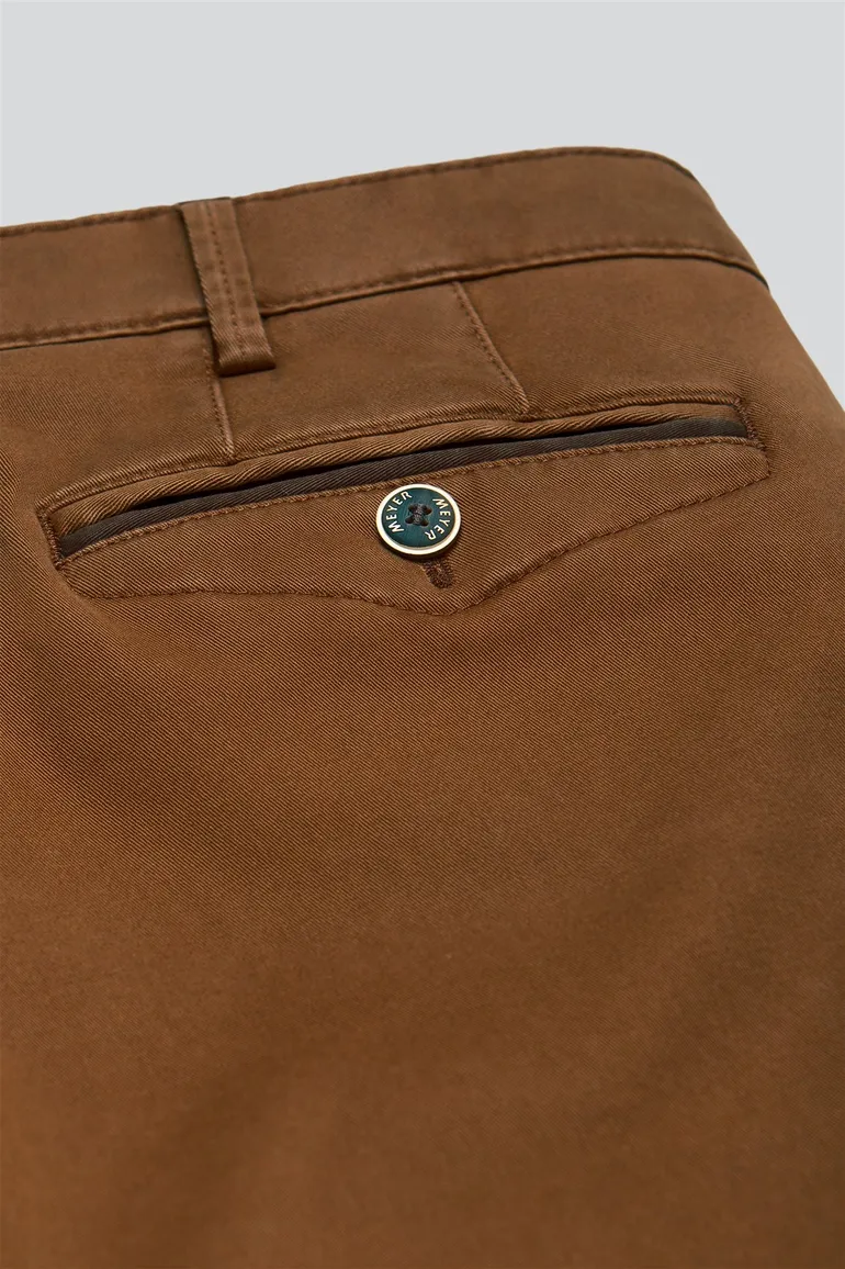 Meyer katoenen broek Chicago effen bruin normale fit