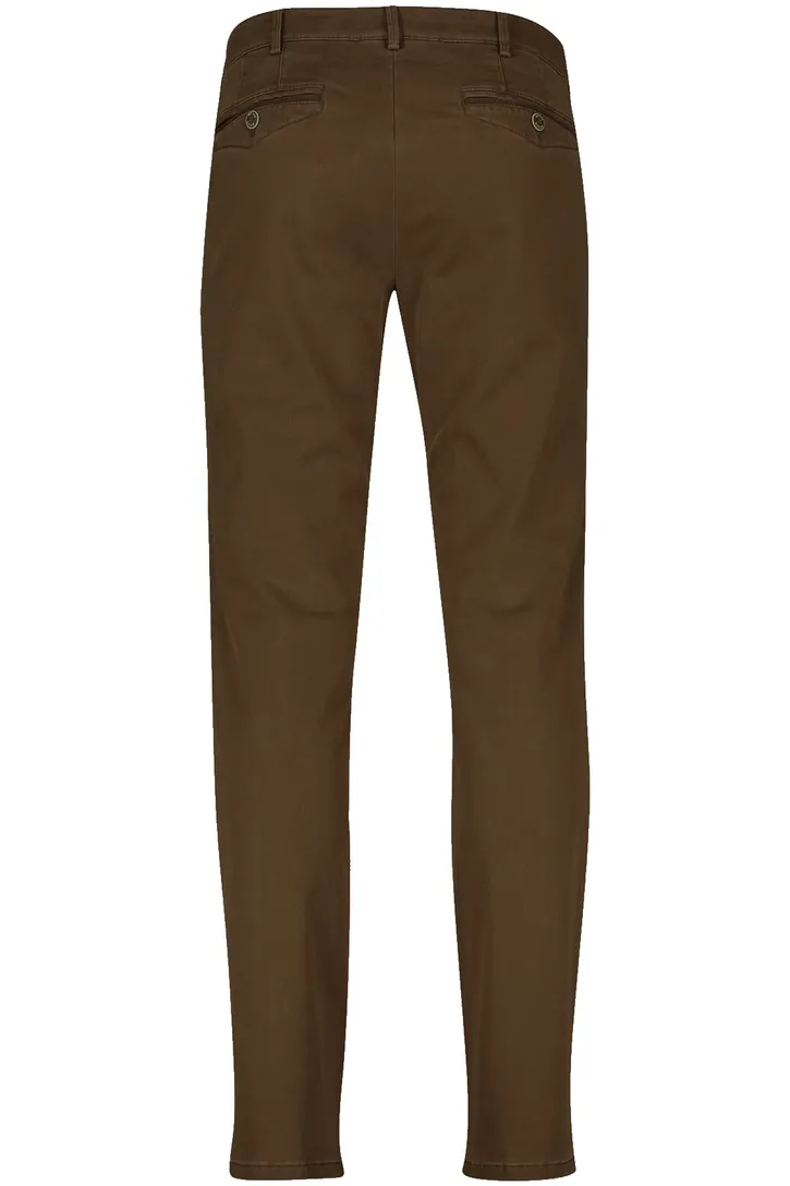 katoenen Meyer broek effen bruin katoen Chicago normale fit