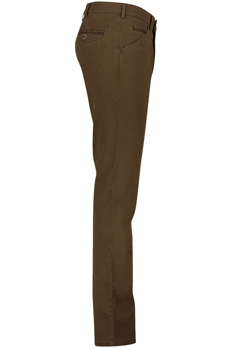 Meyer katoenen broek Chicago effen bruin normale fit