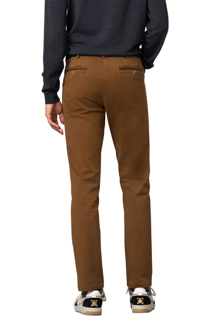 Meyer katoenen broek Chicago effen bruin normale fit