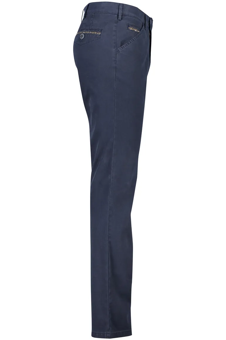 katoenen broek Meyer donkerblauw effen katoen, stretch Chicago