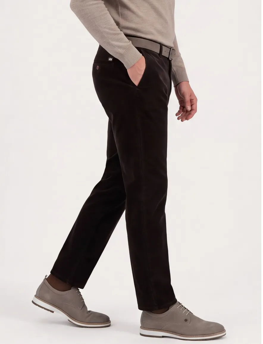 Meyer chino modern fit donkerbruin corduroy