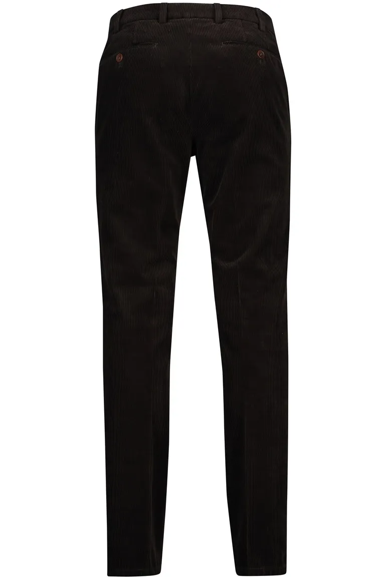 Meyer Bonn chino modern fit donkerbruin corduroy flatfront