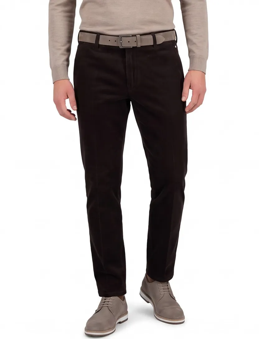 Meyer chino modern fit donkerbruin corduroy