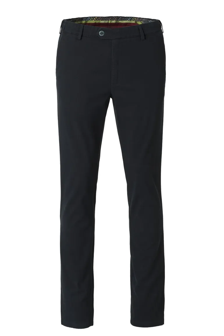 katoenen broek Meyer donkerblauw effen katoen