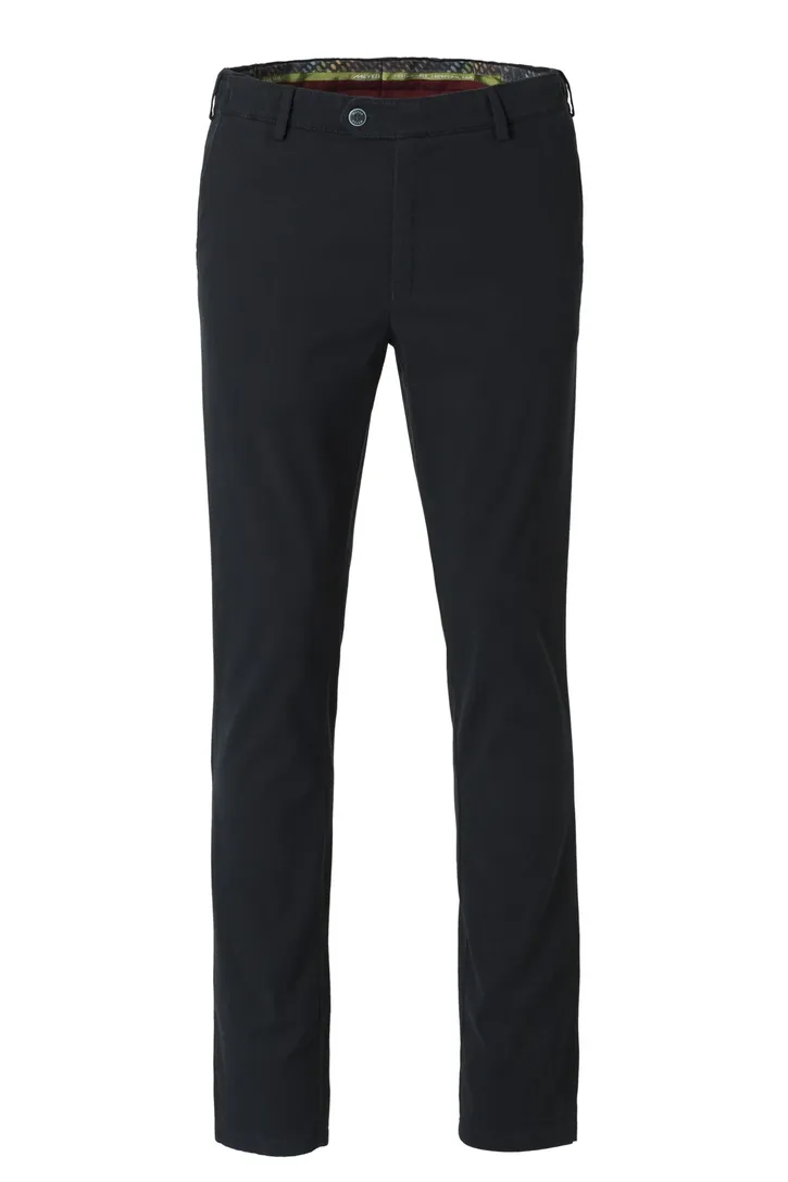 Meyer Oslo katoenen chino donkerblauw effen katoen