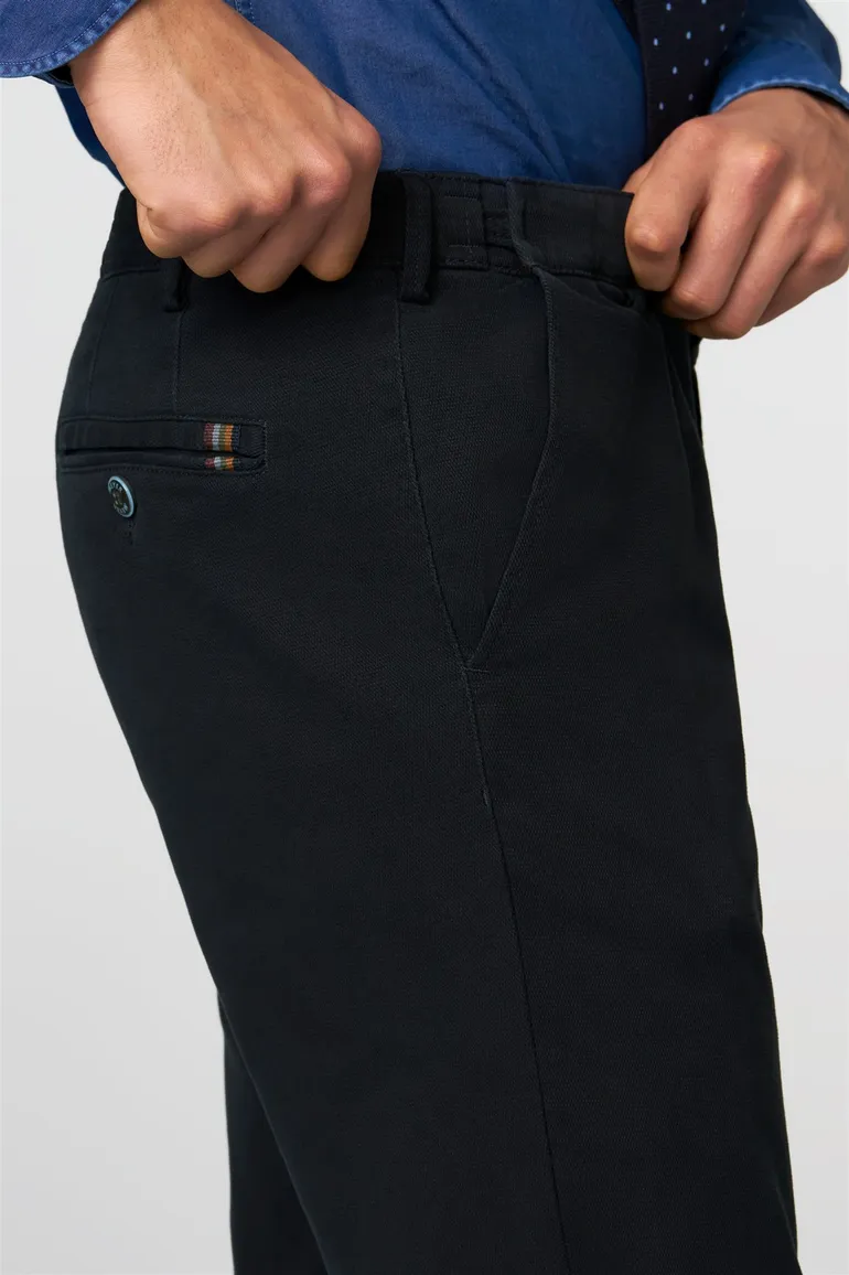 katoenen broek Meyer donkerblauw effen katoen