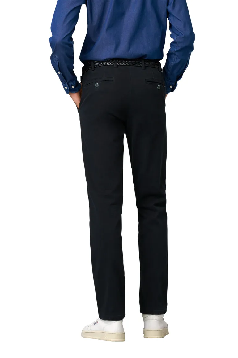 Meyer katoenen chino donkerblauw effen katoen slim fit