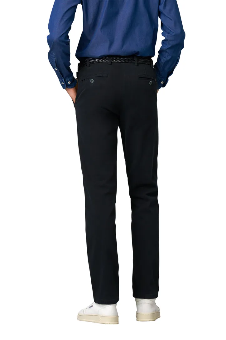 Meyer Oslo katoenen chino donkerblauw effen katoen
