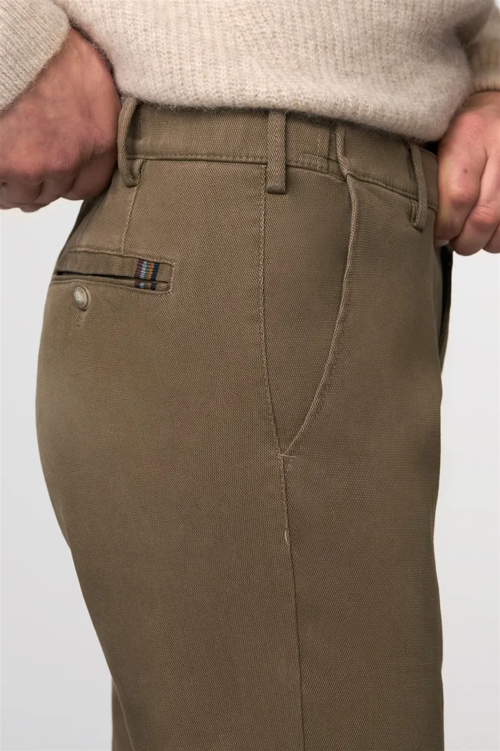 Meyer katoenen chino Oslo bruin effen katoen