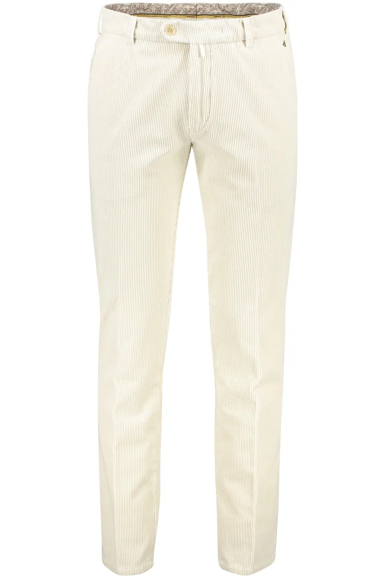 Meyer corduroy broek Bonn beige effen katoen normale fit