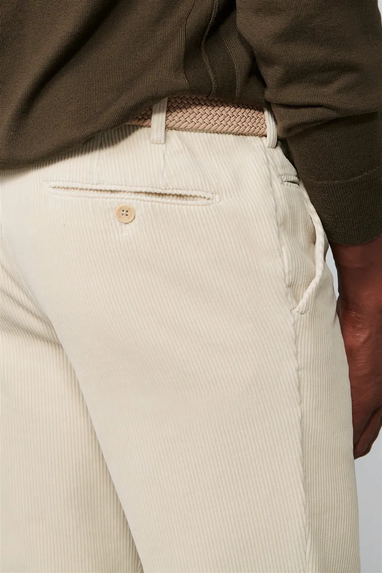 corduroy broek Meyer beige effen katoen, stretch Bonn