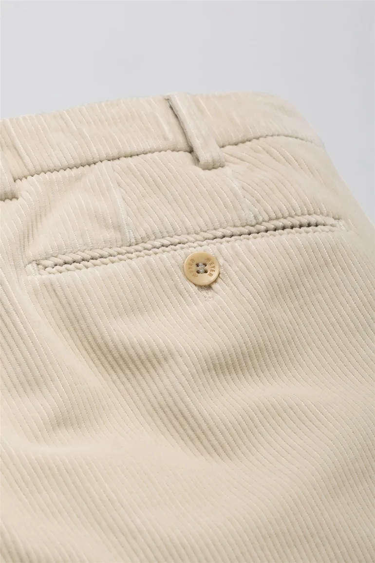 corduroy broek Meyer beige effen katoen, stretch Bonn