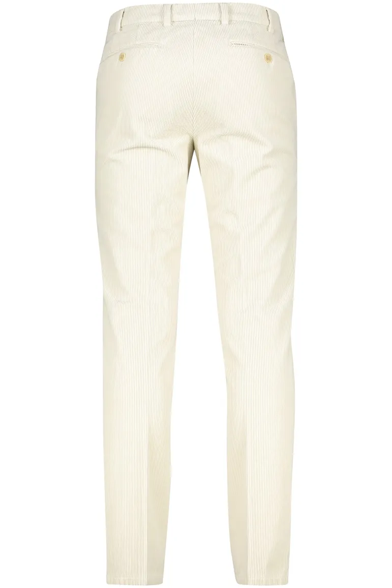 corduroy broek Meyer beige effen katoen, stretch Bonn