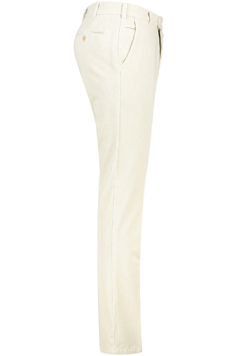corduroy broek Meyer beige effen katoen, stretch Bonn