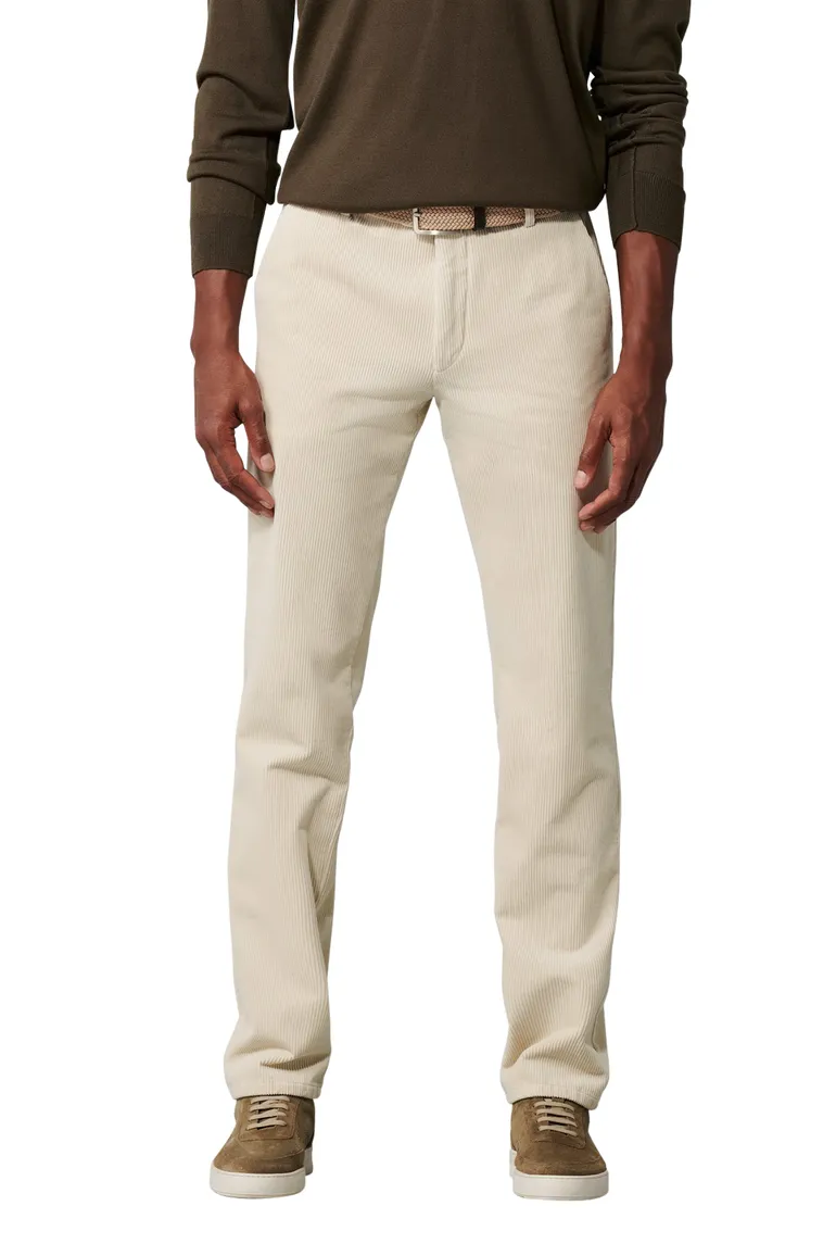 corduroy broek Meyer beige effen katoen, stretch Bonn