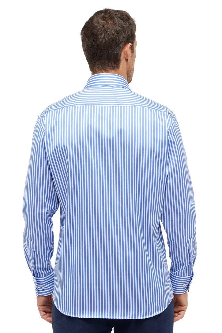 Modern Fit Eterna overhemd blauw wit gestreept