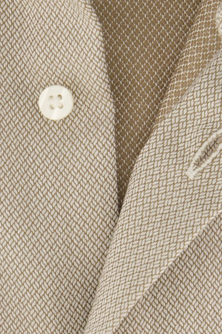 Eterna overhemd wijde fit effen beige katoen strijkvrij