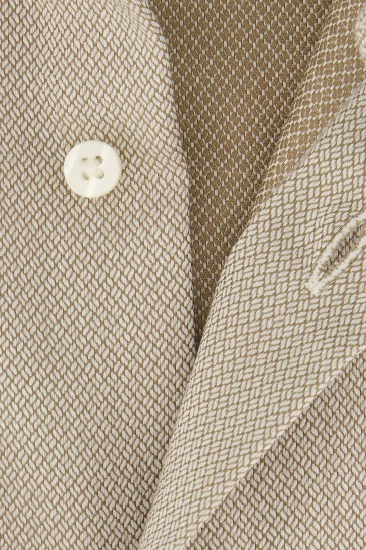 katoenen Eterna overhemd effen beige katoen wijde fit strijkvrij