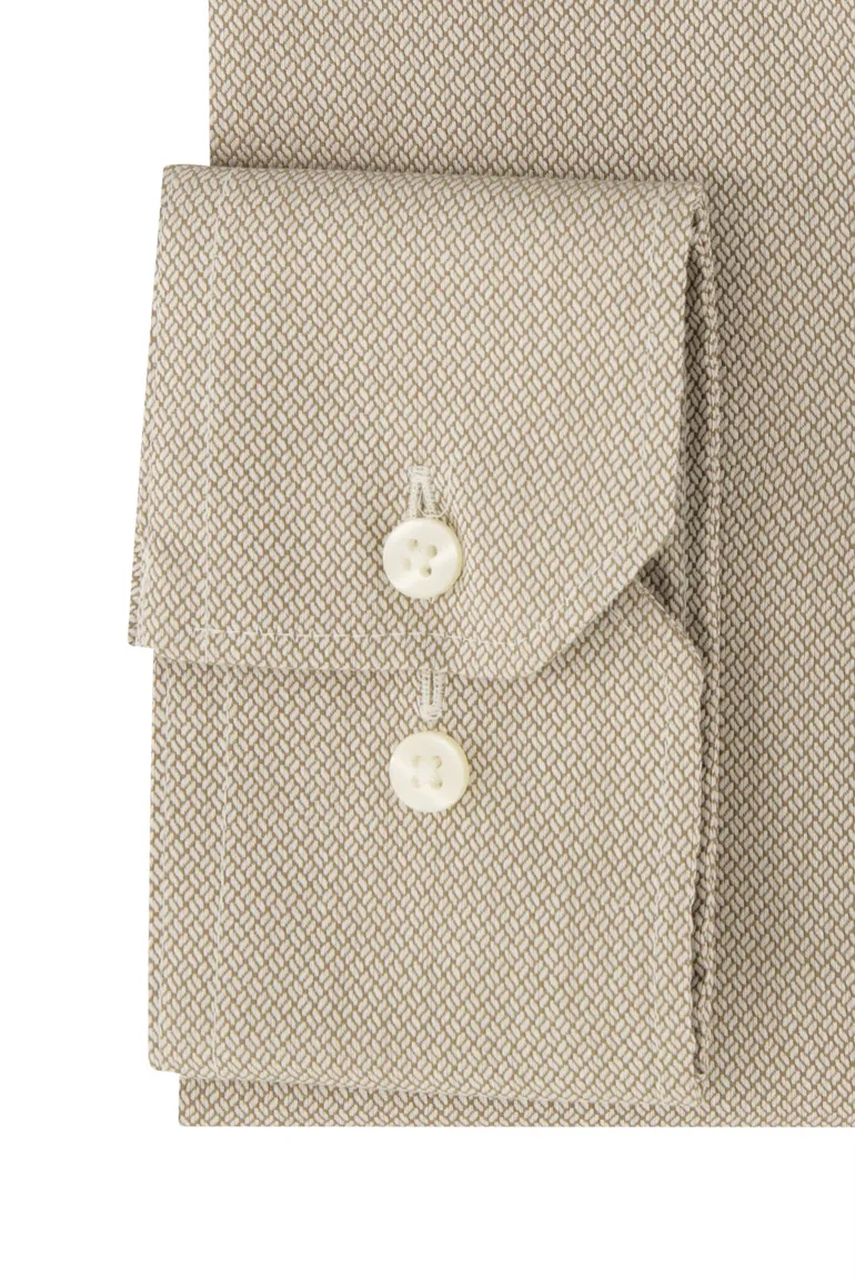 Eterna overhemd wijde fit effen beige katoen strijkvrij