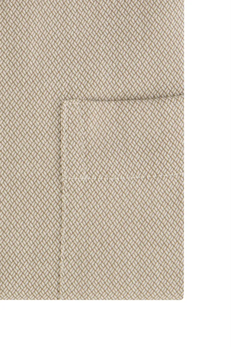 Eterna overhemd wijde fit effen beige katoen strijkvrij