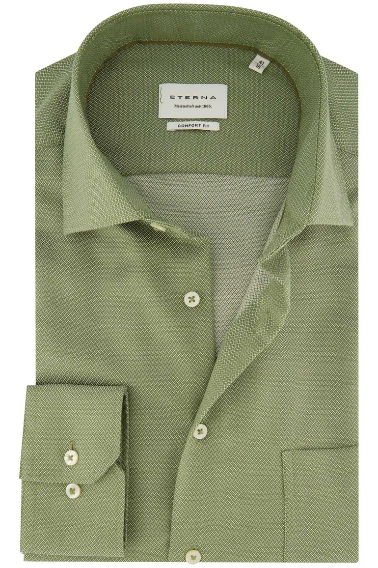Eterna overhemd Comfort Fit wijde fit effen groen strijkvrij