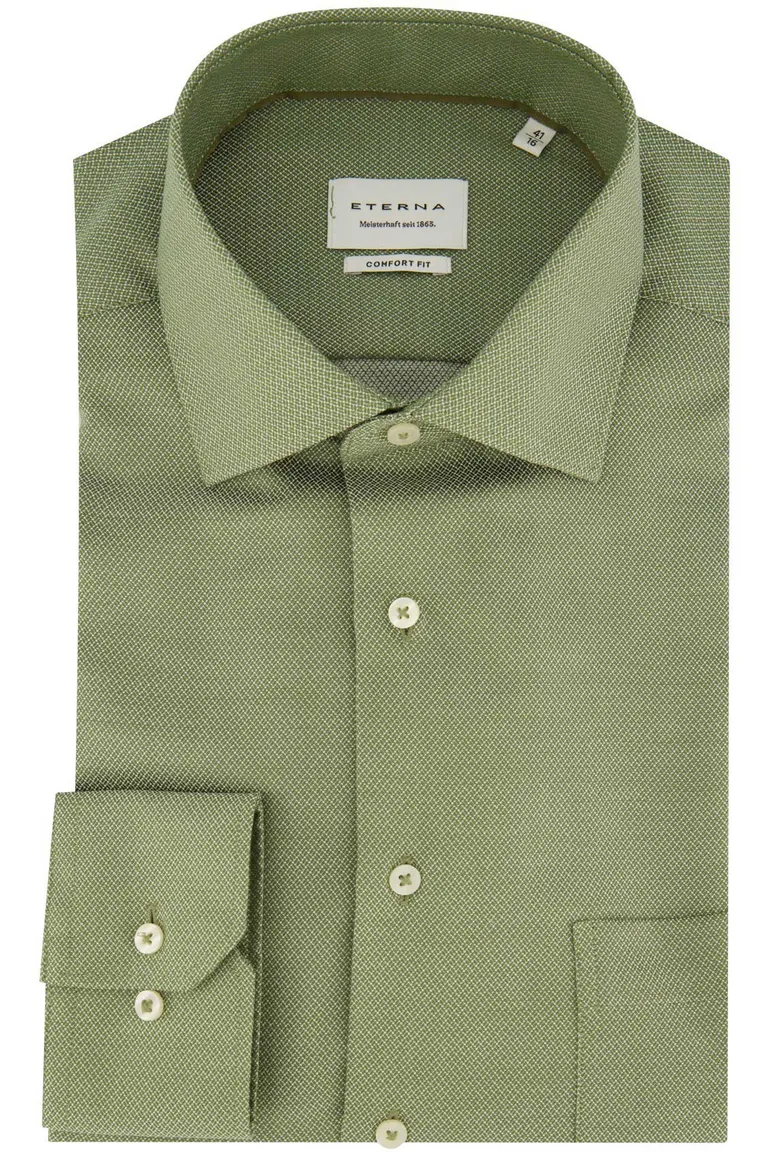 Eterna overhemd Comfort Fit wijde fit effen groen strijkvrij