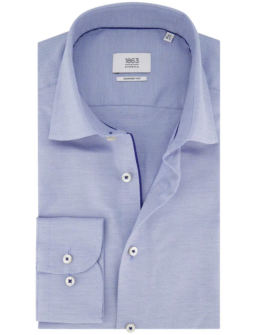 Eterna overhemd Comfort Fit lichtblauw patroon