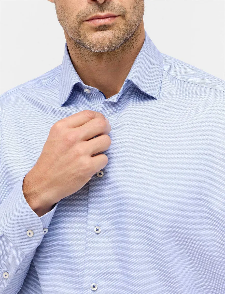Eterna overhemd Comfort Fit lichtblauw patroon