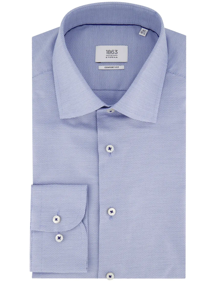 Eterna overhemd Comfort Fit lichtblauw patroon