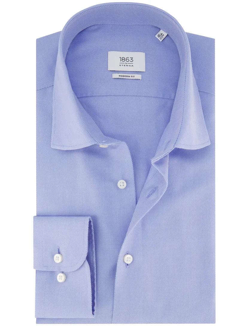 overhemd Eterna Modern Fit blauw katoen
