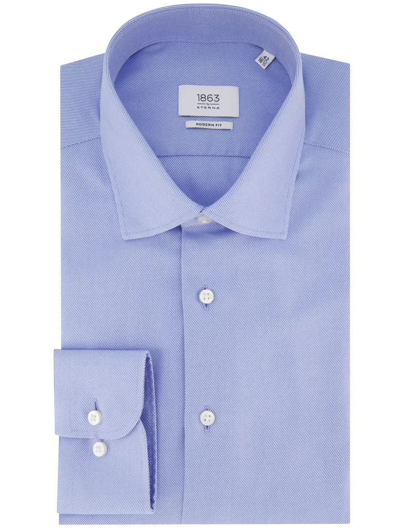 overhemd Eterna Modern Fit blauw katoen