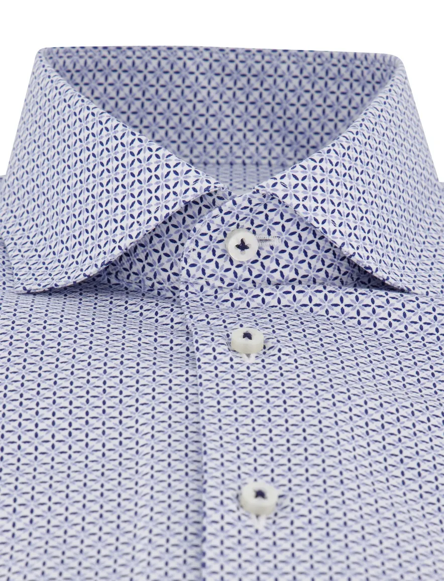 Blauw geprint Eterna Modern Fit overhemd
