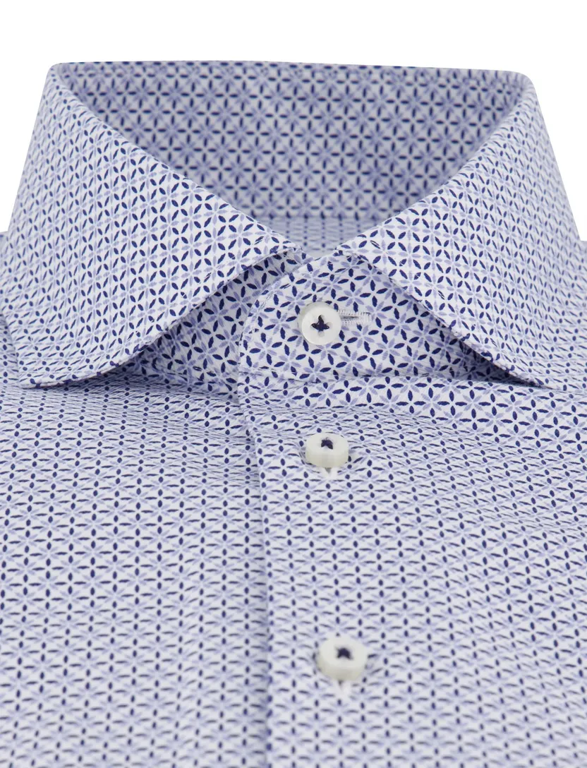 overhemd Eterna Modern Fit blauw geprint