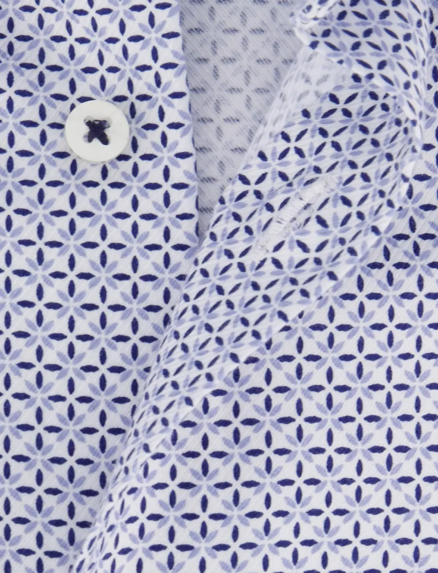 Blauw geprint Eterna Modern Fit overhemd