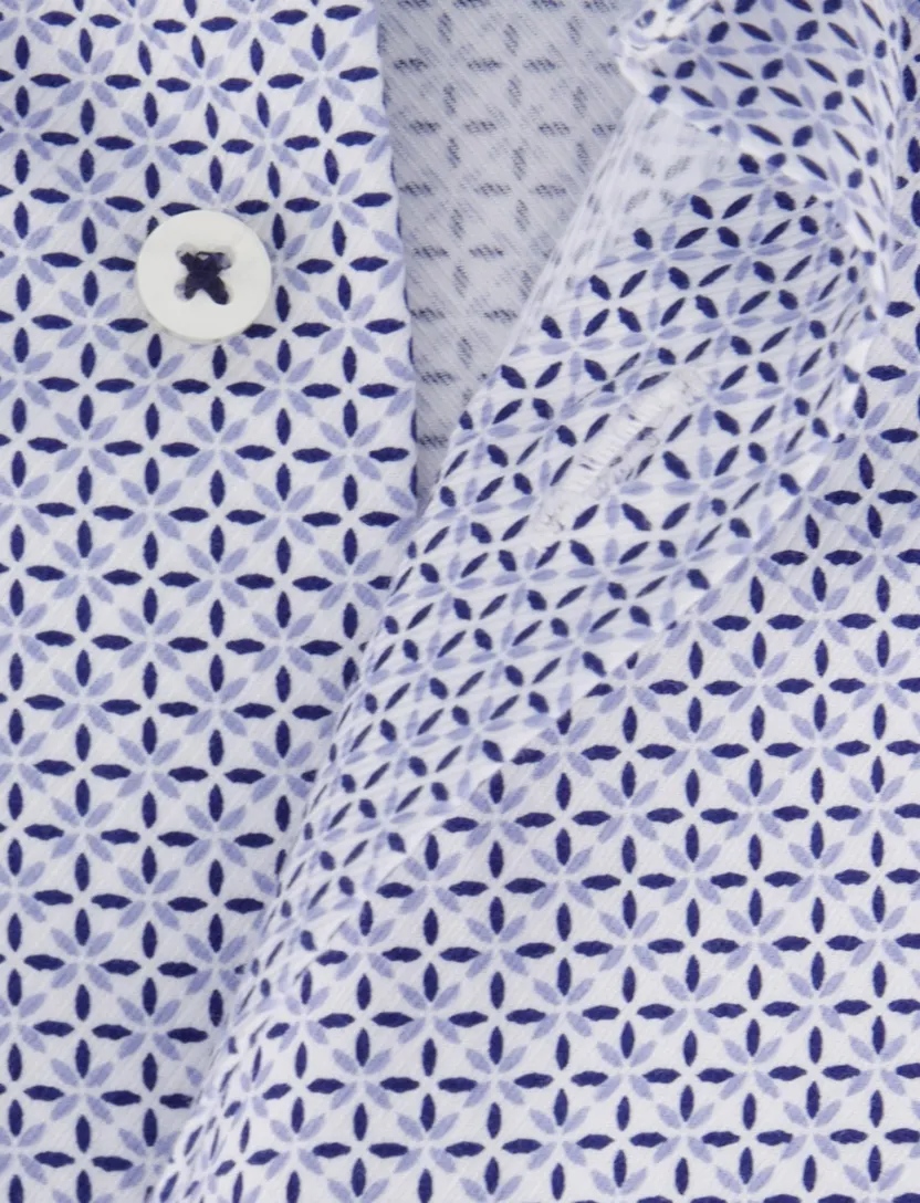 overhemd Eterna Modern Fit blauw geprint