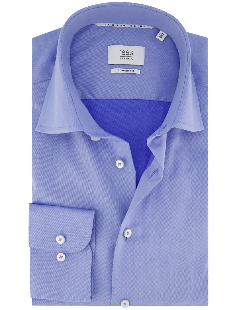 overhemd Eterna Luxury Comfort Fit effen blauw
