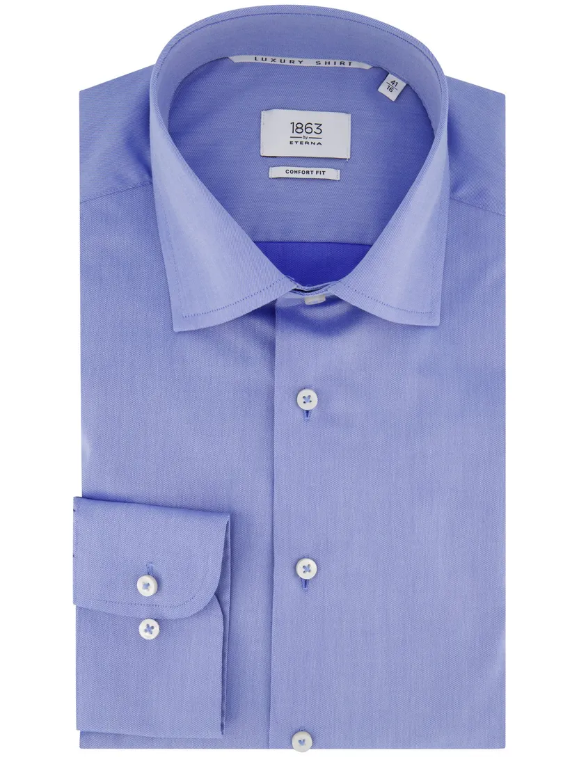 overhemd Eterna Luxury Comfort Fit effen blauw