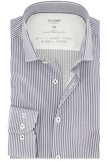 Olymp Olymp overhemd slim fit blauw gestreept katoen