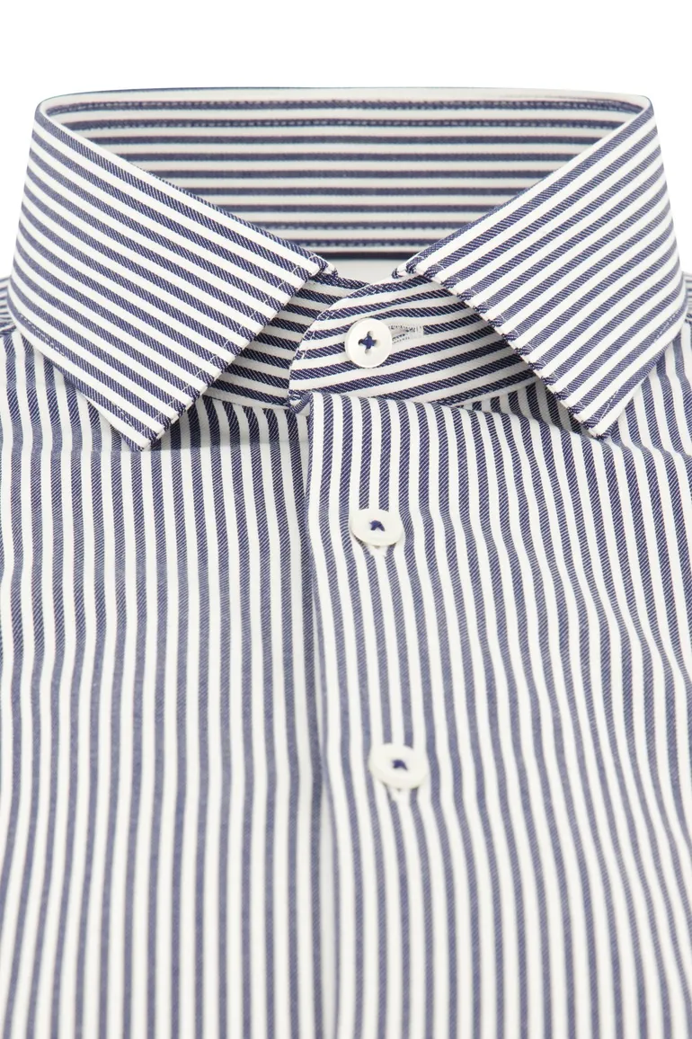 business overhemd Olymp blauw gestreept katoen, polyester, stretch slim fit