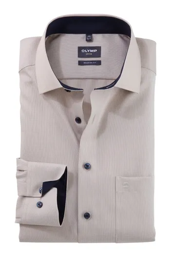 Olymp Olymp overhemd beige Modern Fit wide spread boord
