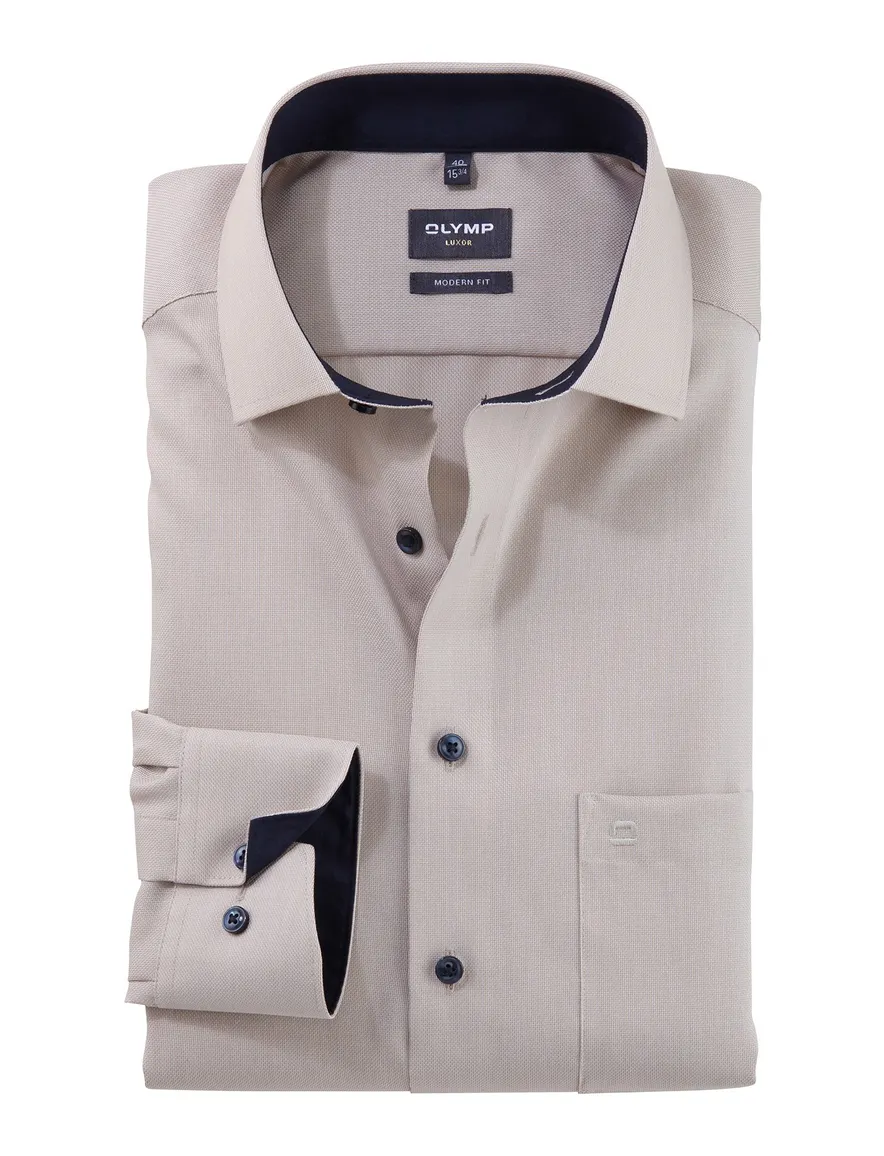 Olymp overhemd beige Modern Fit