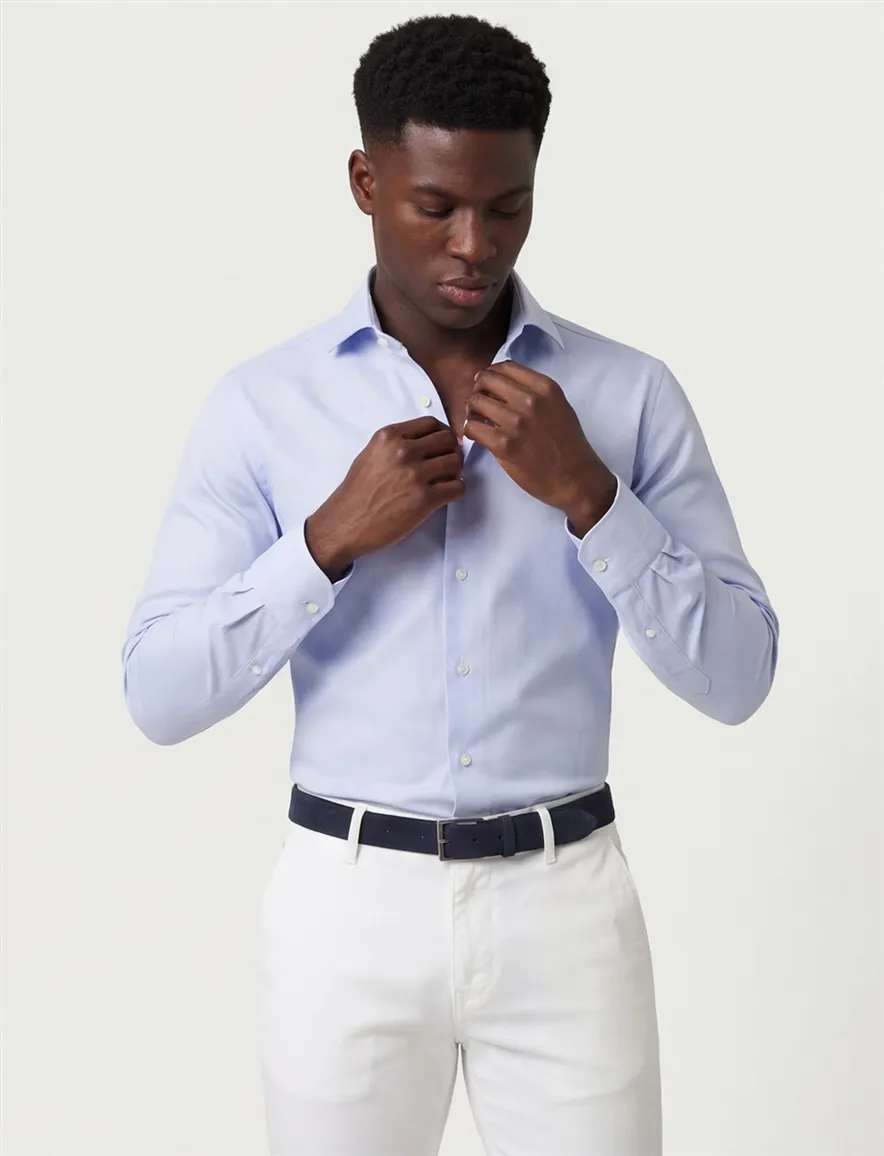 business overhemd Profuomo lichtblauw effen katoen slim fit