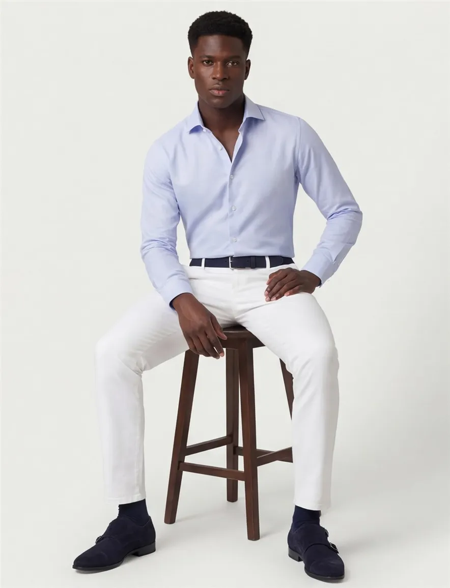 business overhemd Profuomo lichtblauw effen katoen slim fit