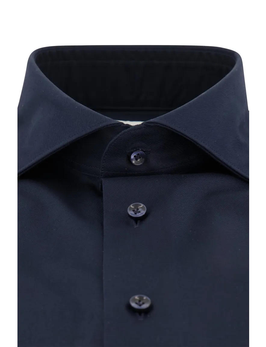 business overhemd Profuomo donkerblauw effen katoen slim fit