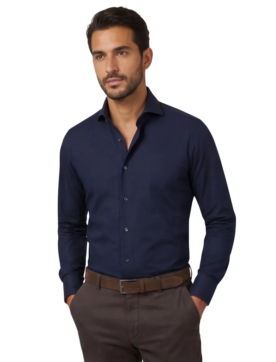 Profuomo overhemd slim fit donkerblauw effen