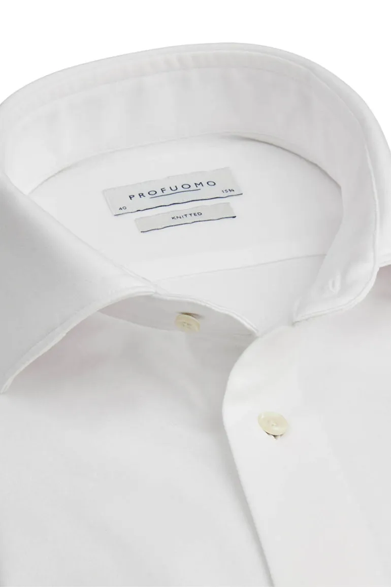 Profuomo overhemd wit knitted Slim Fit