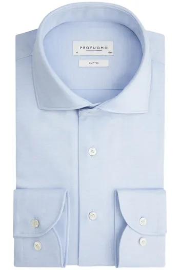 Profuomo Profuomo overhemd lichtblauw knitted Slim Fit