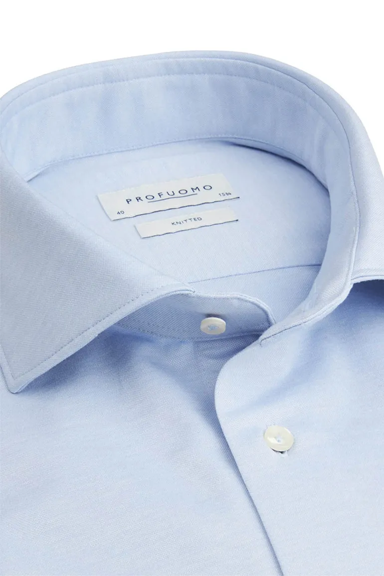 Profuomo overhemd lichtblauw knitted